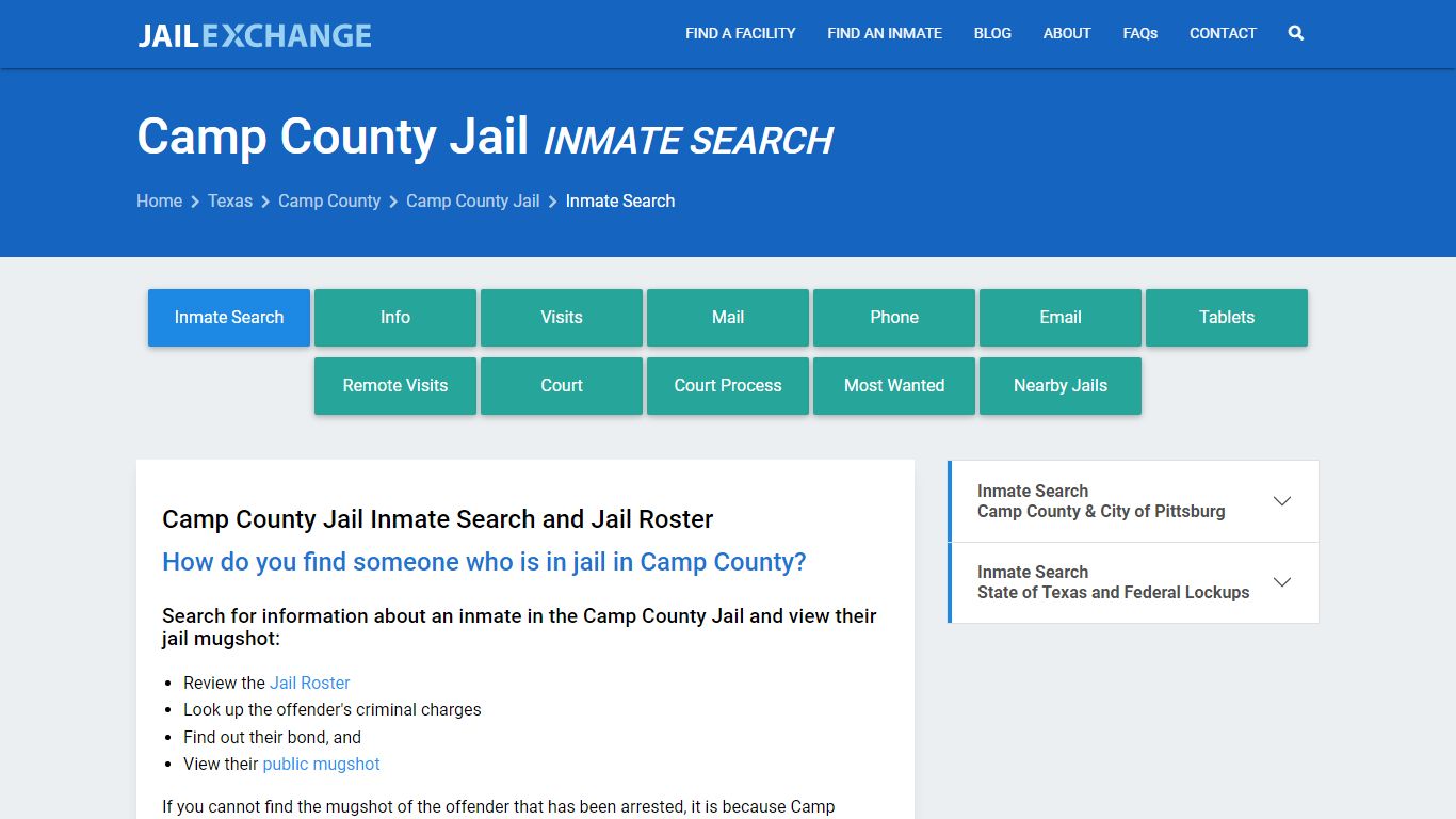 Inmate Search: Roster & Mugshots - Camp County Jail, TX